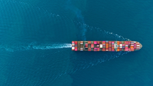 Top view Container ship resize