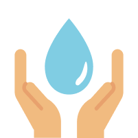 An icon of hands holding a drop of water