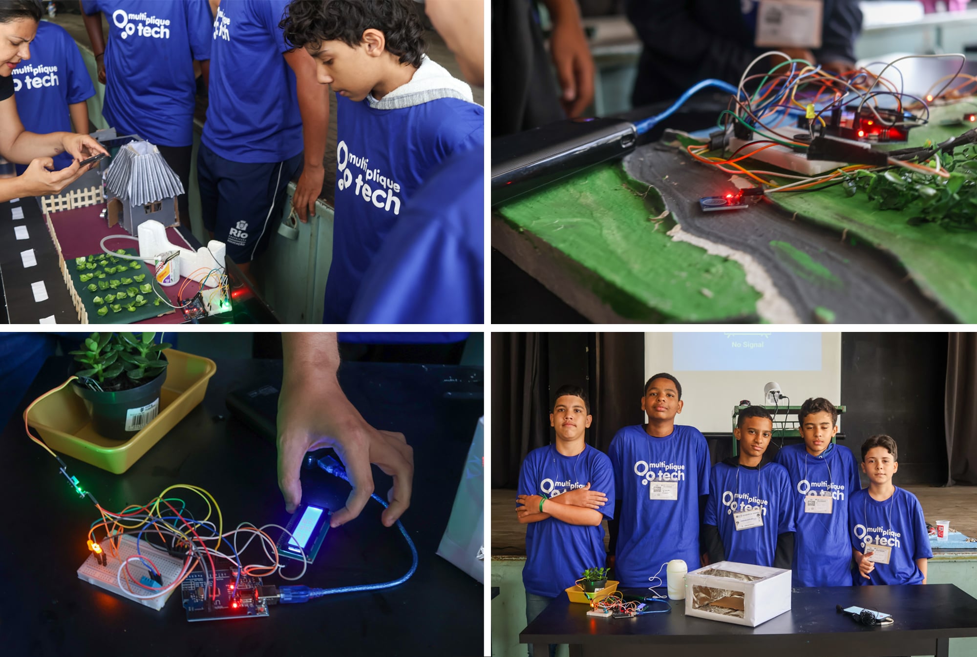 Students showcasing technology and sustainability projects