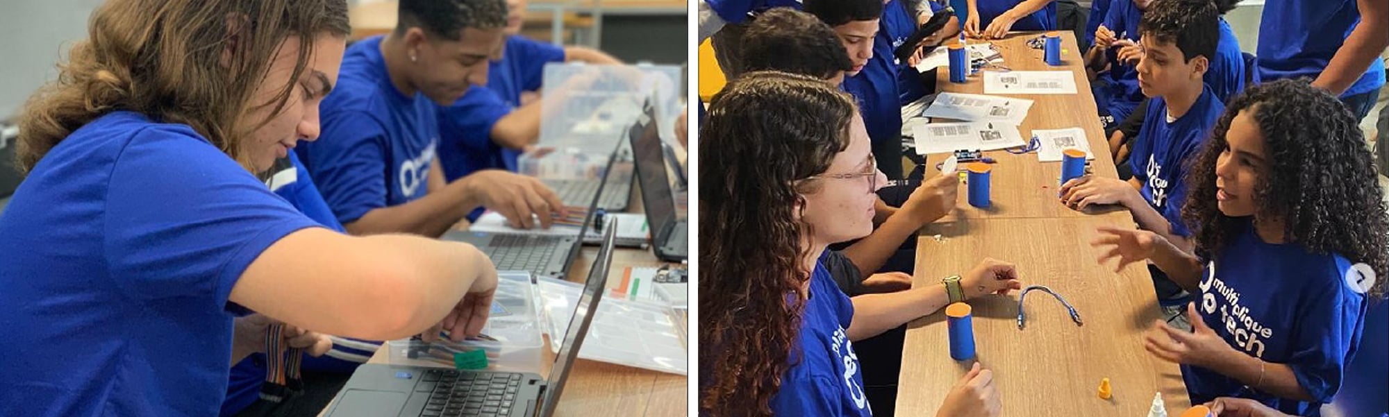 Students participating in hands-on technology learning activities at GET Ridalvia Corr&ecirc;a Public School.