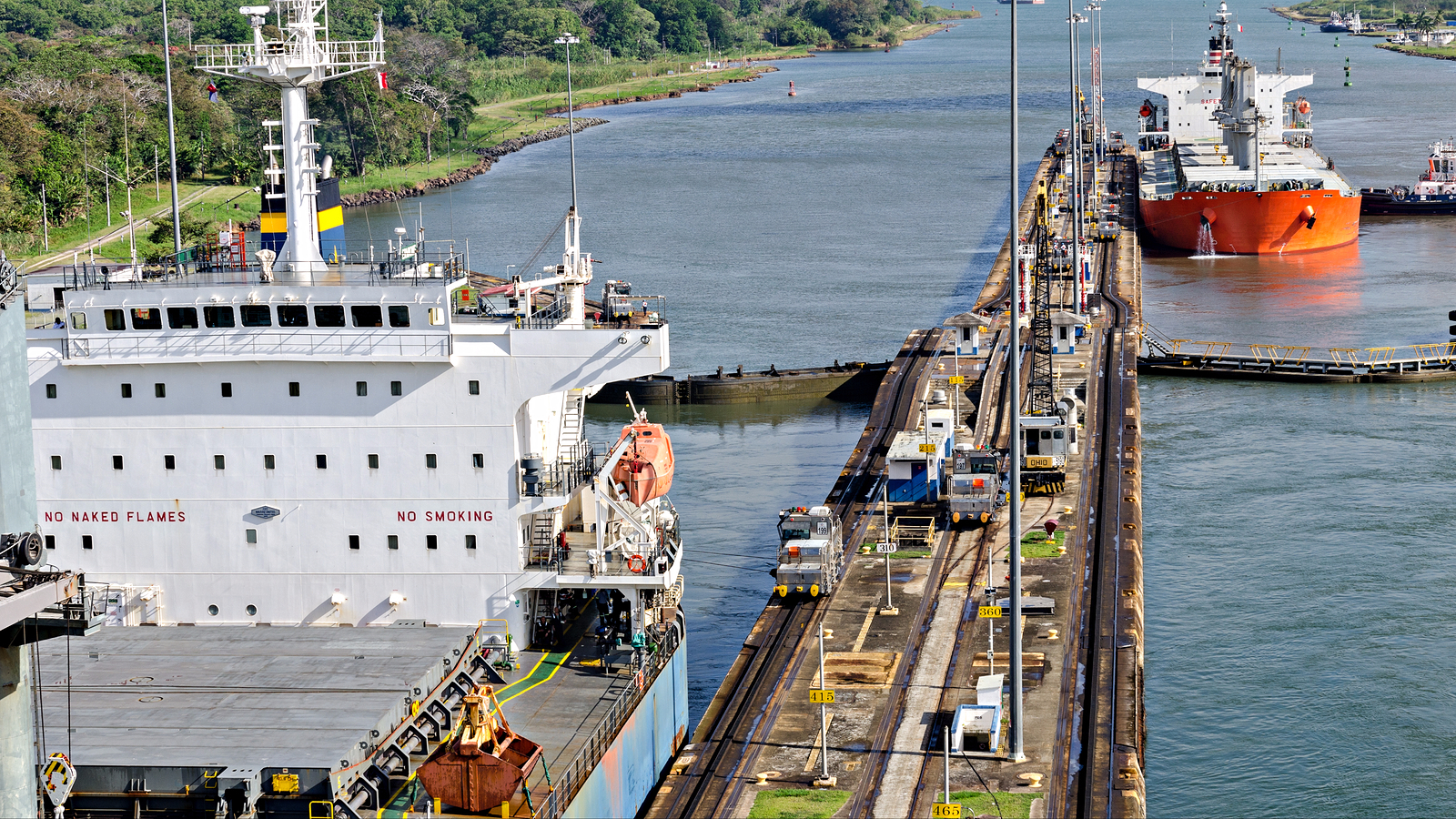 panama canal - ships passing by