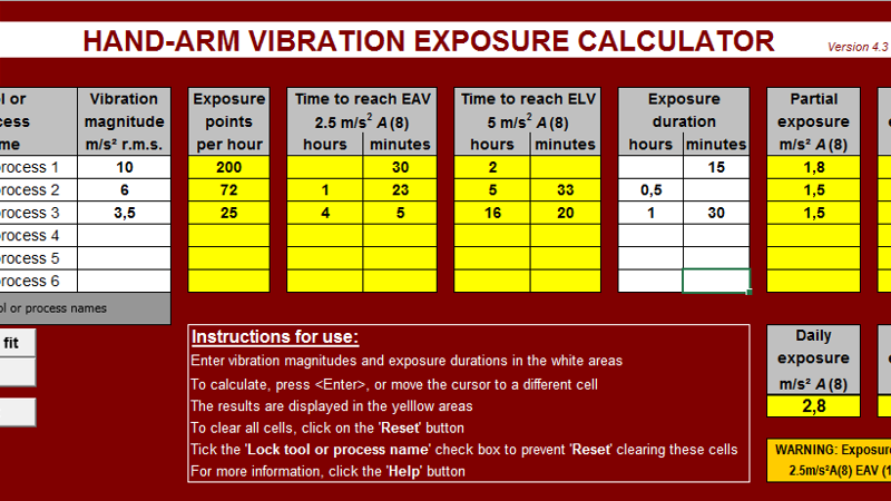 996 X 442 HAVS calculator